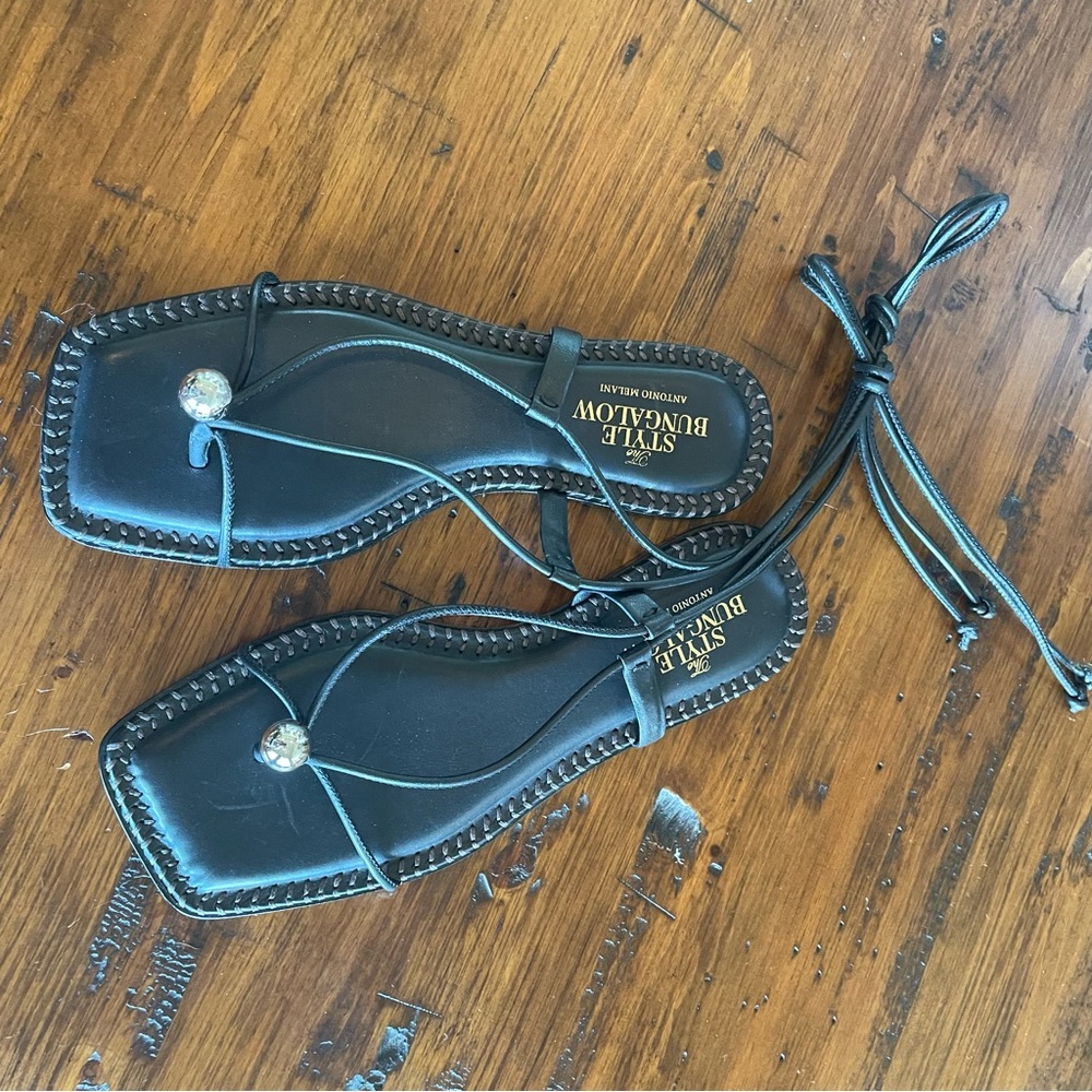 NWOT ANTONIO MELANI Black Sandals Sleek Design